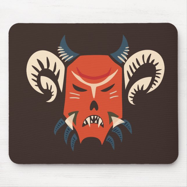 Evil Demon Mask With Horns Mouse Mat (Front)