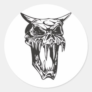 evil demon skull classic round sticker