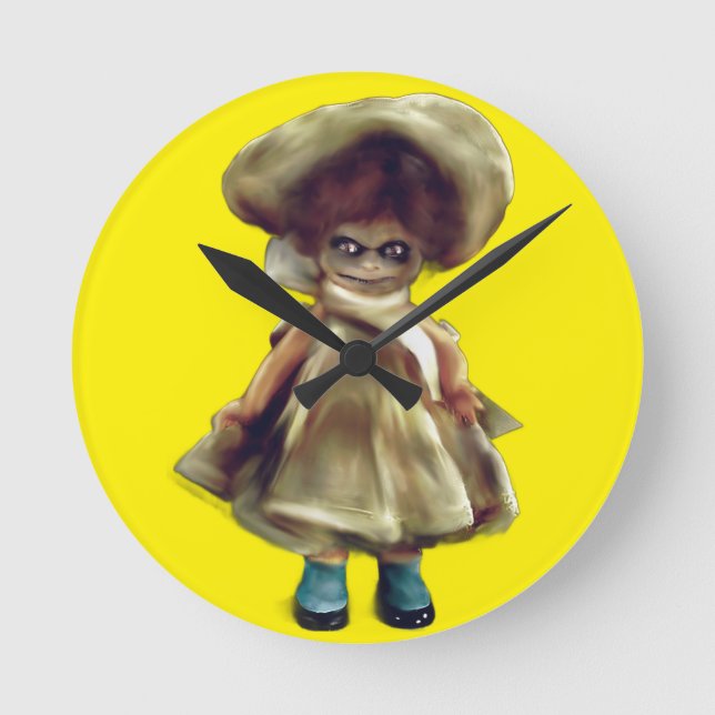 EVIL DORA  DOLL, haunted doll product  Round Clock (Front)