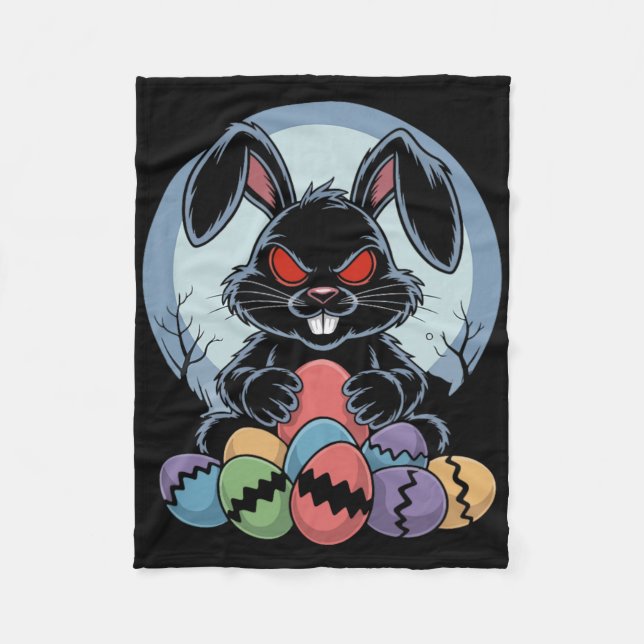 Evil Easter Bunny Scary Horror Rabbit Red Eyes Mon Fleece Blanket (Front)