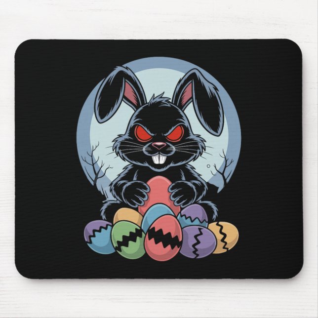 Evil Easter Bunny Scary Horror Rabbit Red Eyes Mon Mouse Mat (Front)
