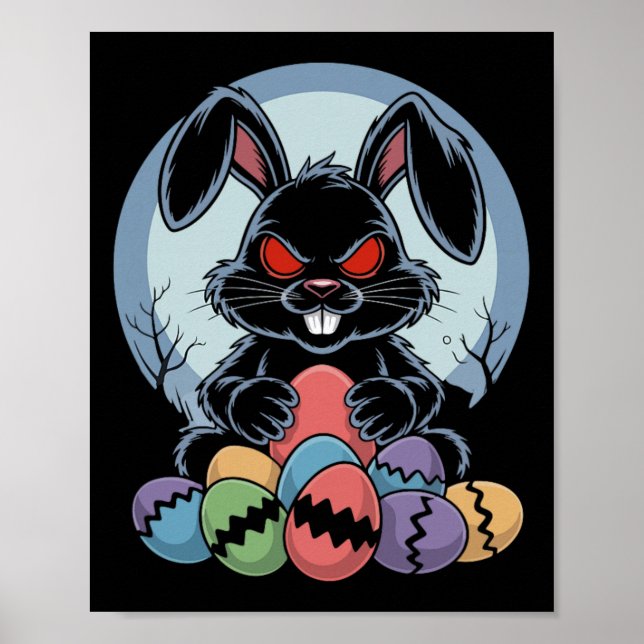 Evil Easter Bunny Scary Horror Rabbit Red Eyes Mon Poster (Front)