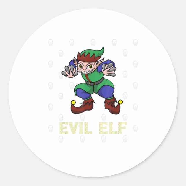 Evil Elf Christmas Classic Round Sticker (Front)