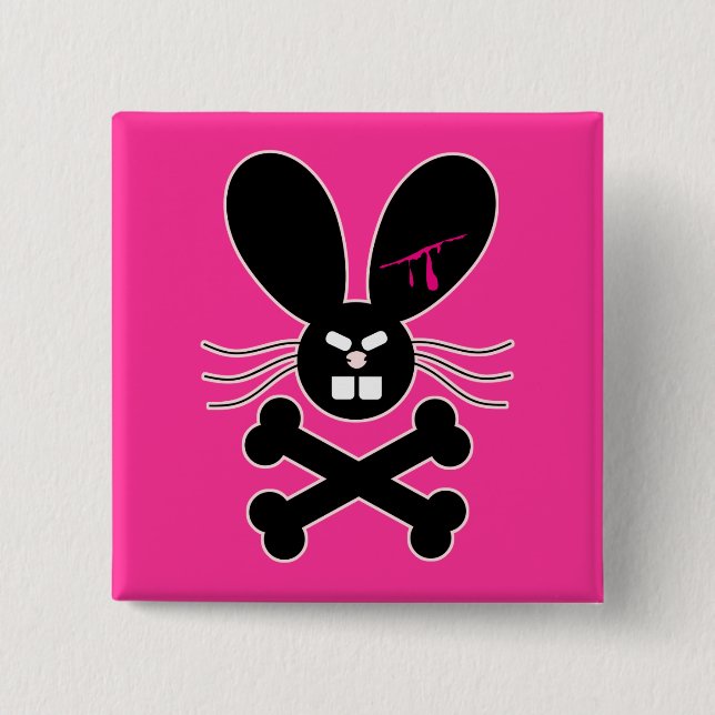 Evil Emo Bunny Crossbones 15 Cm Square Badge (Front)