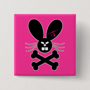 Evil Emo Bunny Crossbones 15 Cm Square Badge