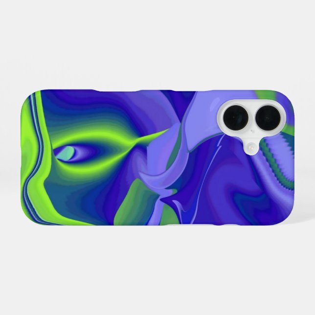Evil Eye , 3D Abstract in green blue purple iPhone 16 Case (Back Horizontal)
