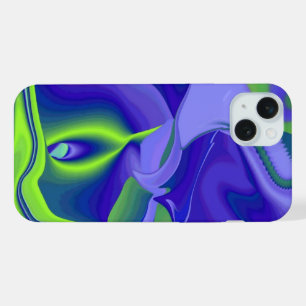 Evil Eye , 3D Abstract in green blue purple iPhone 15 Plus Case