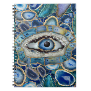 Evil Eye Amulet Blue Geodes and Crystals Notebook
