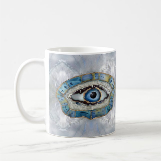 Evil Eye Amulet Geodes and Crystals Coffee Mug (Left)