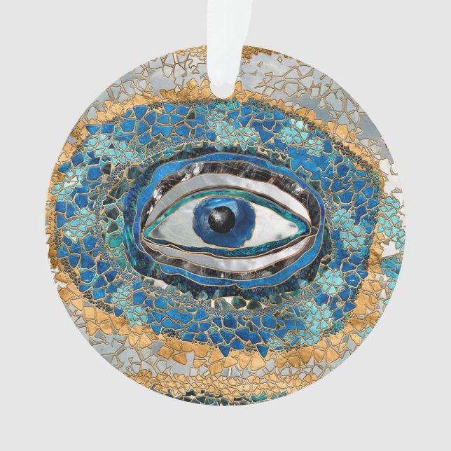 Evil Eye Amulet Geodes and Crystals Ornament (Front)