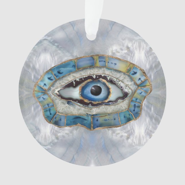 Evil Eye Amulet Geodes and Crystals Ornament (Front)