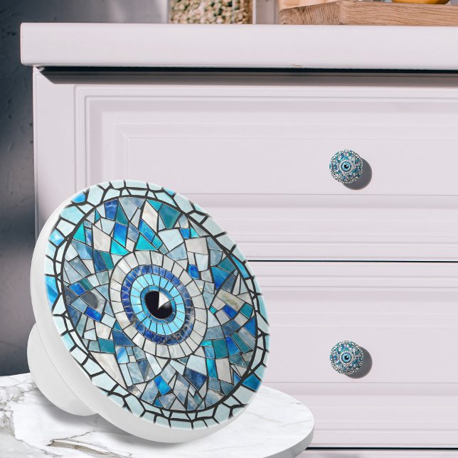 Evil Eye Amulet Mosaic Art Ceramic Knob (Creator Uploaded)