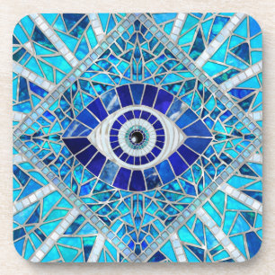 Evil Eye Amulet Mosaic Art Coaster