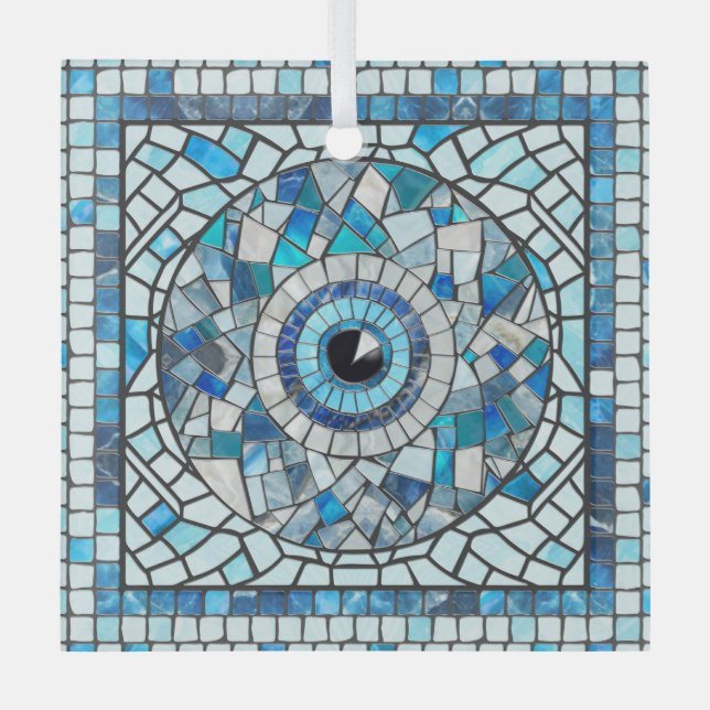 Evil Eye Amulet Mosaic Art Glass Tree Decoration (Front)