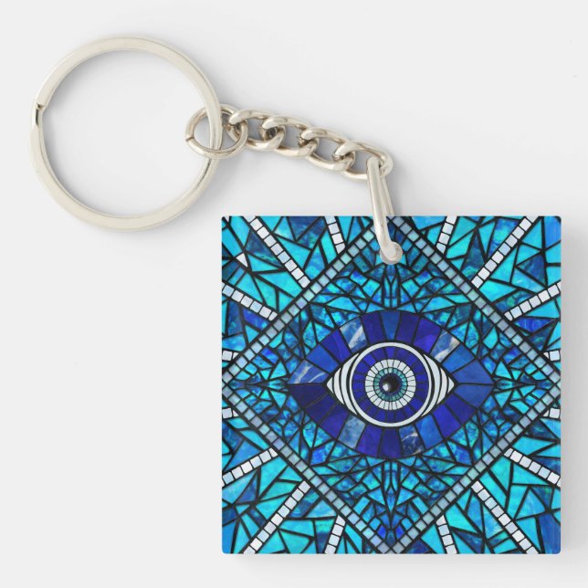 Evil Eye Amulet Mosaic Art Key Ring (Front)