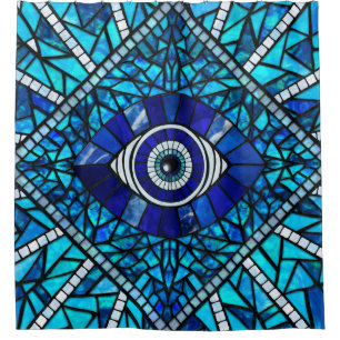 Evil Eye Amulet Mosaic Art Shower Curtain