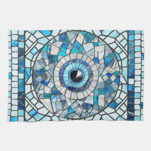 Evil Eye Amulet Mosaic Art Tea Towel