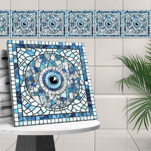 Evil Eye Amulet Mosaic Art Tile