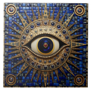 Evil Eye Amulet Mosaic Art Tile