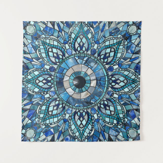 Evil Eye Amulet Mosaic Mandala Art Tapestry (Front)