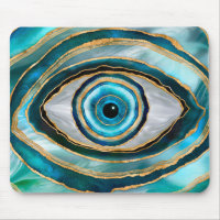 Evil Eye Amulet Watercolor marbles and gold