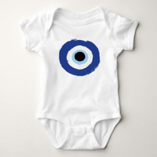 Evil Eye Artistic Blue Greek Baby Bodysuit