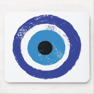 Evil Eye Artistic Blue Greek Mouse Mat