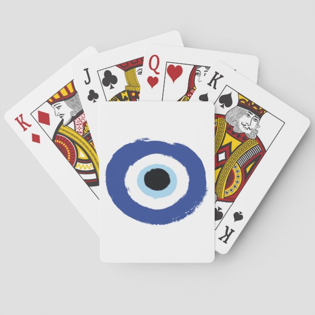 Evil Eye Artistic Blue Greek Playing Cards (Back)