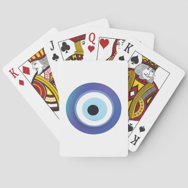 Evil Eye Artistic Blue Greek Playing Cards (Back)