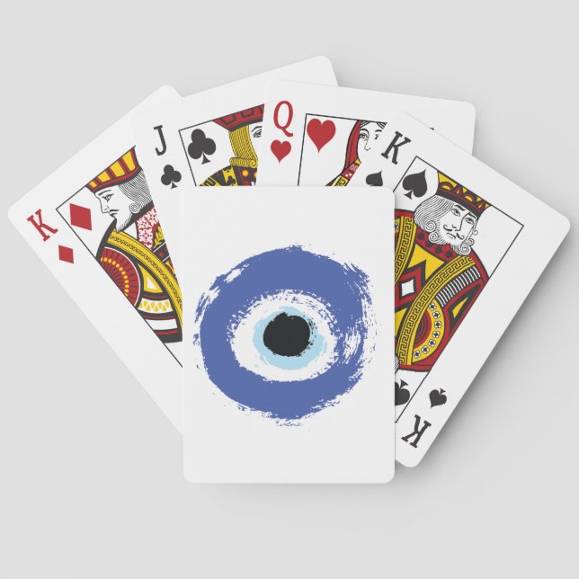 Evil Eye Artistic Blue Greek Playing Cards (Back)