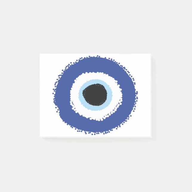 Evil Eye Artistic Blue Greek Post-it Notes (Front)