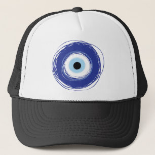 Evil Eye Artistic Blue Greek Trucker Hat