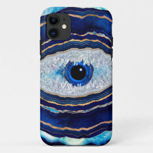 Evil Eye Blue Agate Geode Ditital Art iPhone 11 Case