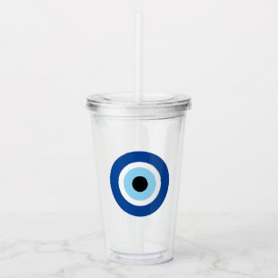 Evil Eye Blue Mati Greek Turkish Symbol Clear Acrylic Tumbler