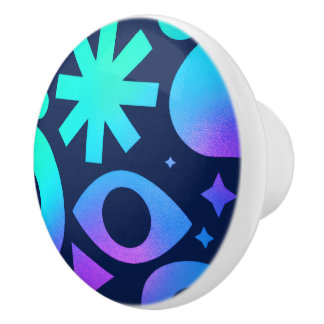 Evil Eye Ceramic Knob Cosmic Teal Purple Mystical