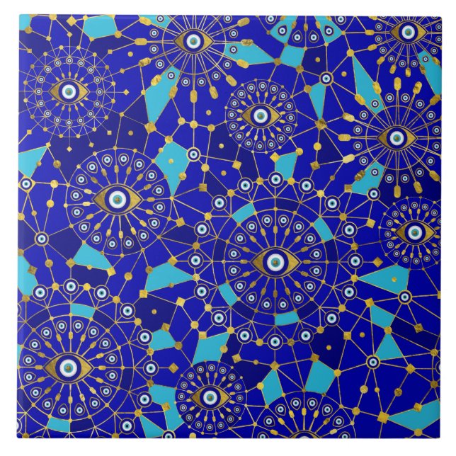 Evil Eye Charm Ornament Pattern Tile (Front)