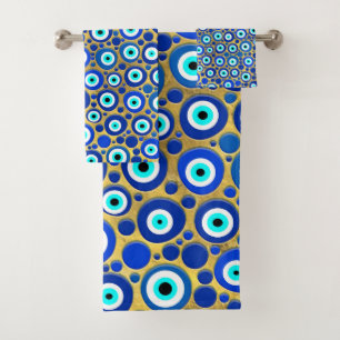 Evil Eye Charm Pattern Bath Towel Set