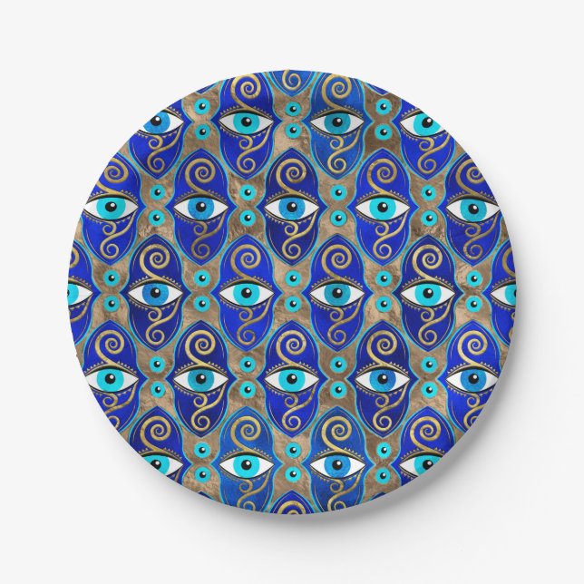 Evil Eye Charm Pattern Paper Plate (Front)