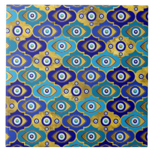 Evil Eye Charms in Quatrefoil Pattern Tile