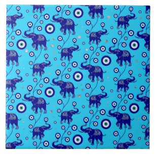 Evil Eye Elephant Good Luck amulet pattern Tile