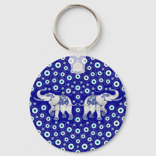 Evil Eye Elephant Good Luck Charm Key Ring