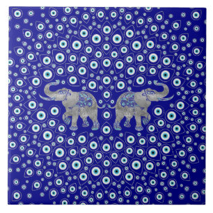 Evil Eye Elephant Good Luck Charm Tile