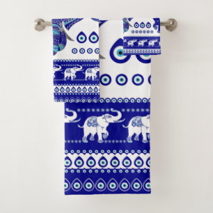 Evil Eye Elephant Ornament Bath Towel Set