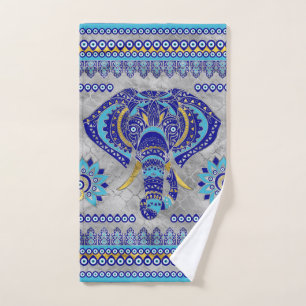 Evil Eye Elephant Ornamental Pattern Bath Towel Set