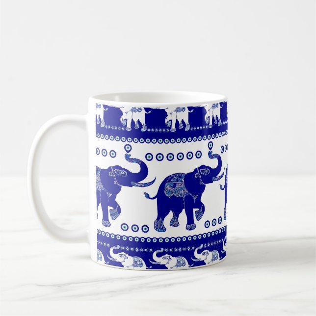 Evil Eye Elephant Ornamental Pattern Coffee Mug (Left)