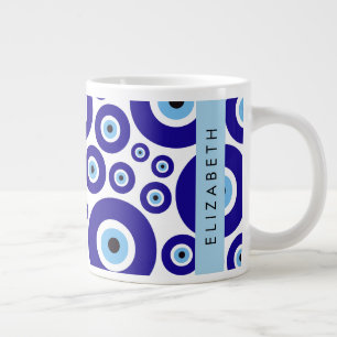 Evil Eye, Greek Eye, Turkish Eye, Mati, Your Name Large Coffee Mug