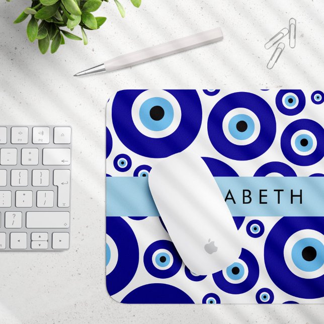 Evil Eye, Greek Eye, Turkish Eye, Mati, Your Name Mouse Mat (Creator Uploaded)