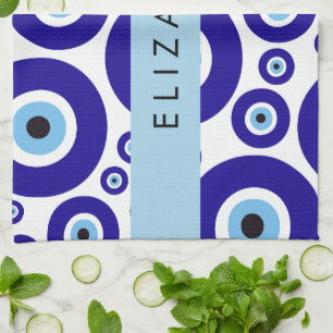 Evil Eye, Greek Eye, Turkish Eye, Mati, Your Name Tea Towel