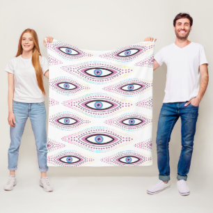 Evil Eye Happy Colourful Art Fleece Blanket