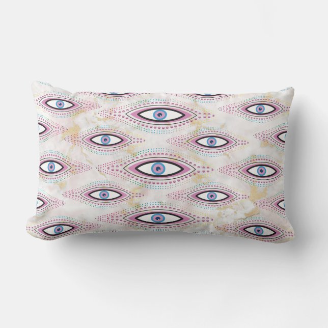 Evil Eye Happy Colourful Art  Lumbar Cushion (Front)